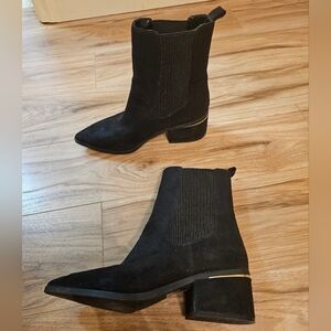 Express Black Suede Ankle Booties